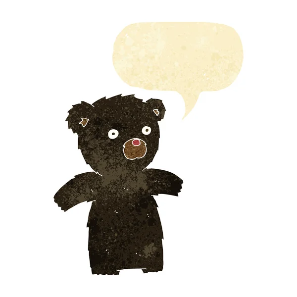 Urso preto dos desenhos animados com bolha de fala — Vetor de Stock