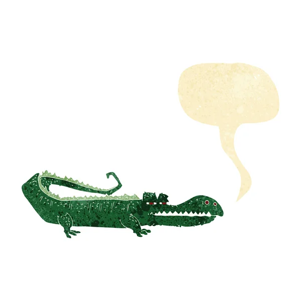 Crocodile de dessin animé avec bulle de parole — Image vectorielle