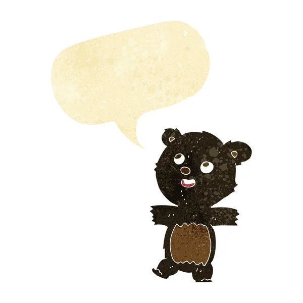 Cartoon zwarte beer met tekstballon — Stockvector