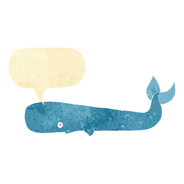 Balena cartone animato con bolla discorso — Vettoriale Stock