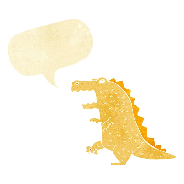 Dinosaure de dessin animé avec bulle de parole — Image vectorielle
