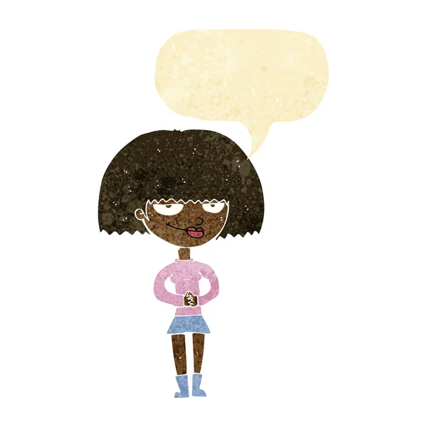 Cartoon listige Frau mit Sprechblase — Stockvektor