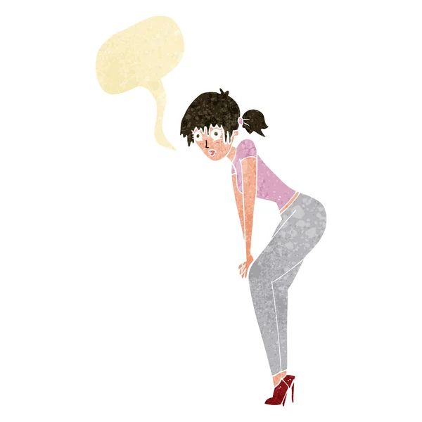 Mujer de dibujos animados posando con burbuja del habla — Archivo Imágenes Vectoriales