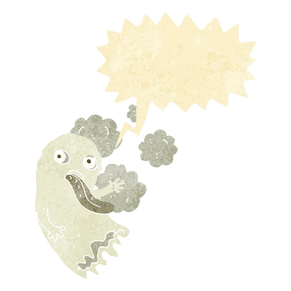 Fantôme de dessin animé avec bulle de parole — Image vectorielle