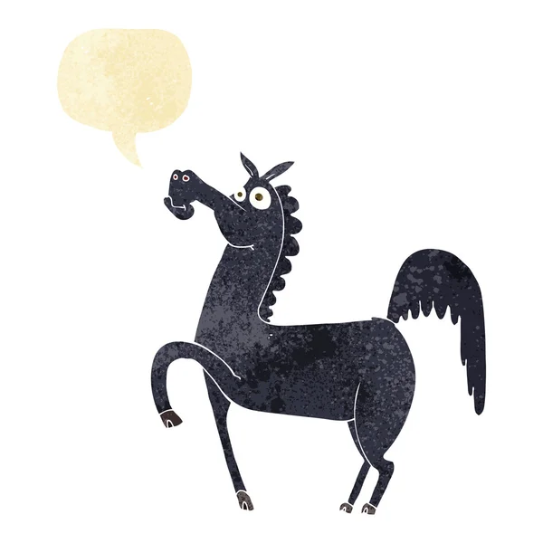 Engraçado cavalo dos desenhos animados com bolha de fala — Vetor de Stock