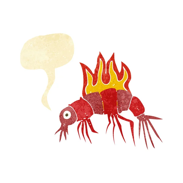 Cartoon hot shrimp with speech bubble — Stock Vector