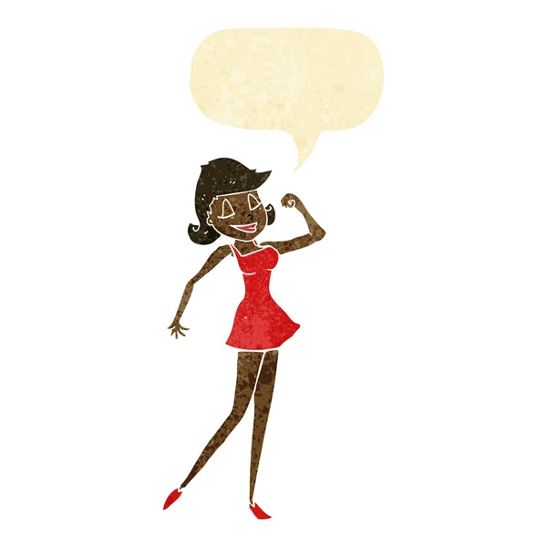 Γελοιογραφία γυναίκα με να κάνετε στάση με το συννεφάκι λόγου — Διανυσματικό Αρχείο
