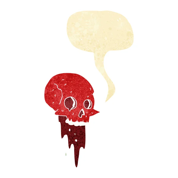 Dibujos animados cráneo de Halloween grueso con burbuja de habla — Archivo Imágenes Vectoriales