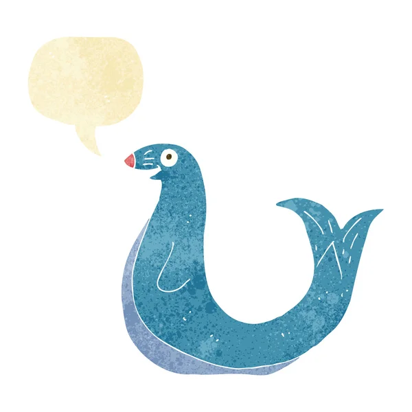 Karikatur glücklicher Robben mit Sprechblase — Stockvektor