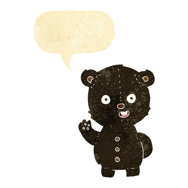 Cute cartoon black bear with speech bubble — Stock Vector