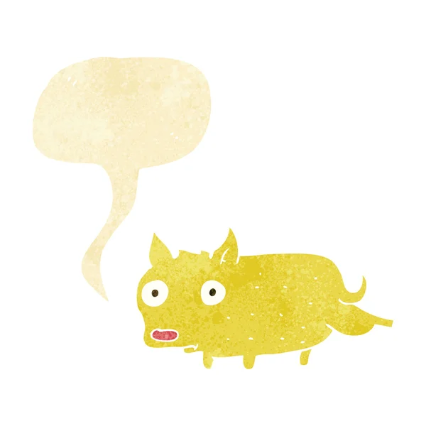 Γελοιογραφία μικρό σκυλί cocking πόδι με το συννεφάκι λόγου — Διανυσματικό Αρχείο