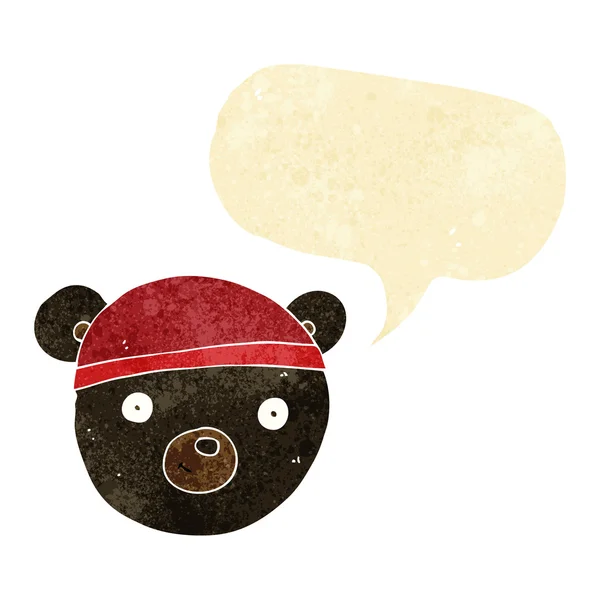 Cartoon urso negro rosto com bolha de fala —  Vetores de Stock