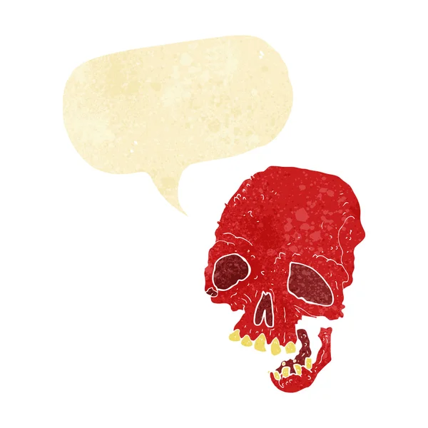 スピーチバブルを持つ漫画の不気味な頭蓋骨 — ストックベクタ