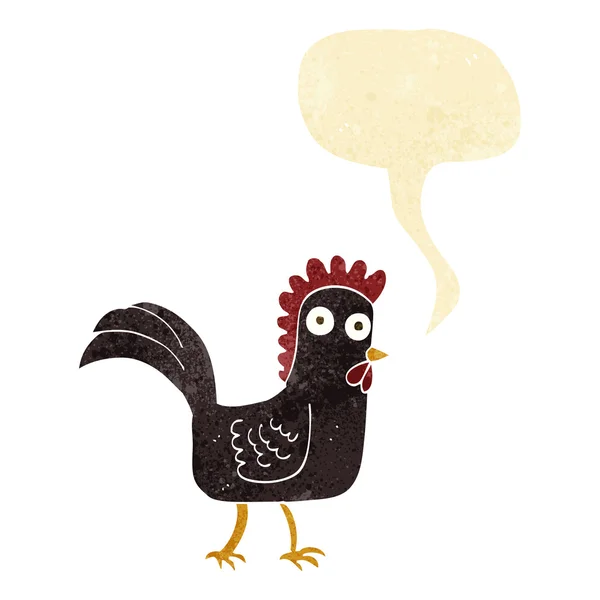 Pollo de dibujos animados con burbuja de habla — Vector de stock