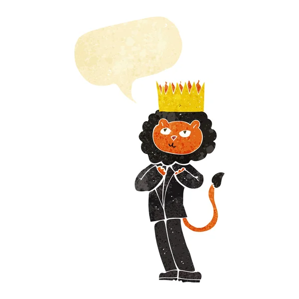 Cartoon koning van de dieren met tekstballon — Stockvector