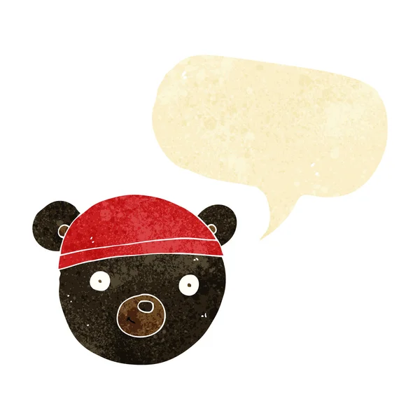 Kreskówka niedźwiedź czarny twarz z dymek — Wektor stockowy