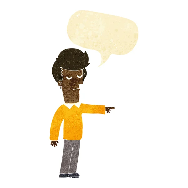 Γελοιογραφία δείχνει τον άνθρωπο με φούσκα ομιλία — Διανυσματικό Αρχείο