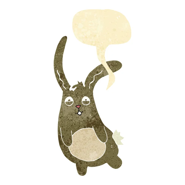 Смешной мультяшный кролик с речевым пузырем — стоковый вектор