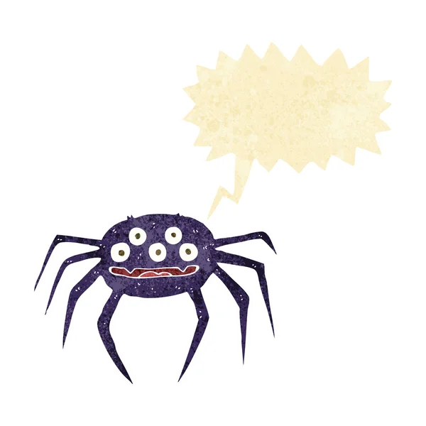 Araña de Halloween de dibujos animados con burbuja de habla — Vector de stock