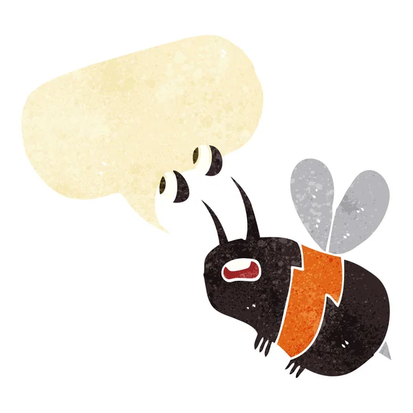 Karikatur verängstigte Biene mit Sprechblase — Stockvektor