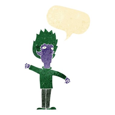 Konuşma baloncuğu olan bir vampir.