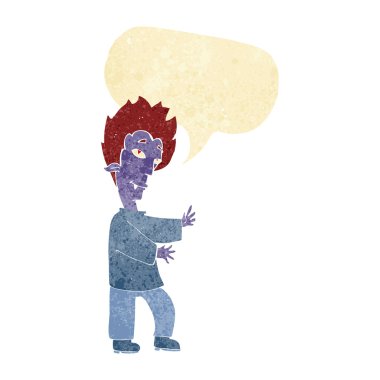 Konuşma balonu olan çizgi film vampiri.