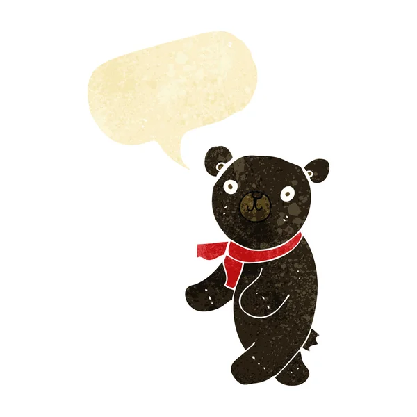 Cute cartoon black teddy bear with speech bubble — Stock Vector
