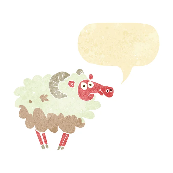 Dibujos animados ovejas sucias con burbuja de habla — Vector de stock