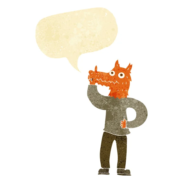 Cartoon fox man with idea with speech bubble — Stock Vector