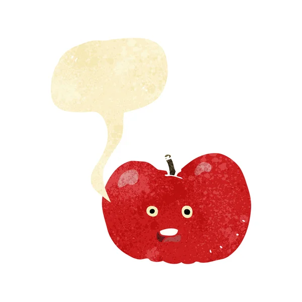 Cartoon-Apfel mit Sprechblase — Stockvektor