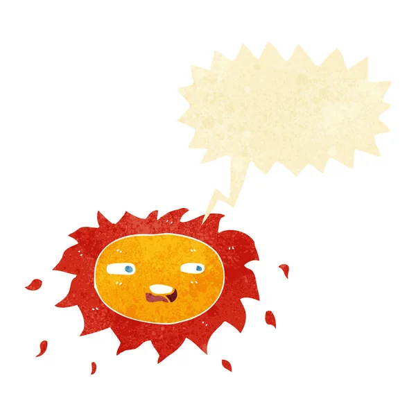 Dessin animé triste soleil avec bulle de parole — Image vectorielle