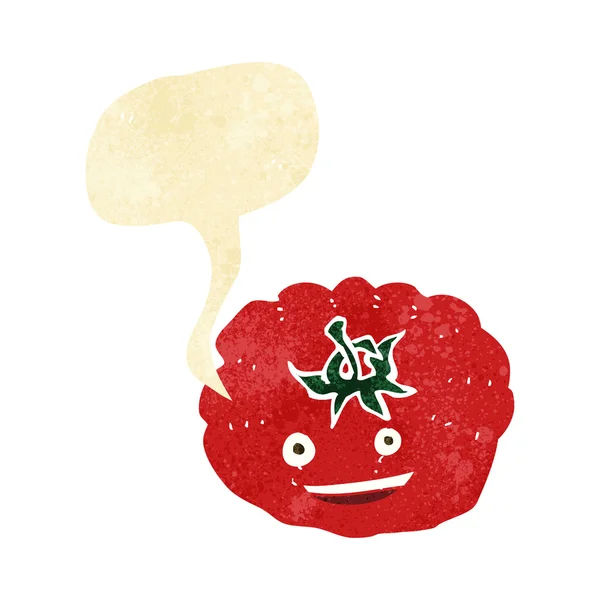 Pomodoro cartone animato con bolla discorso — Vettoriale Stock