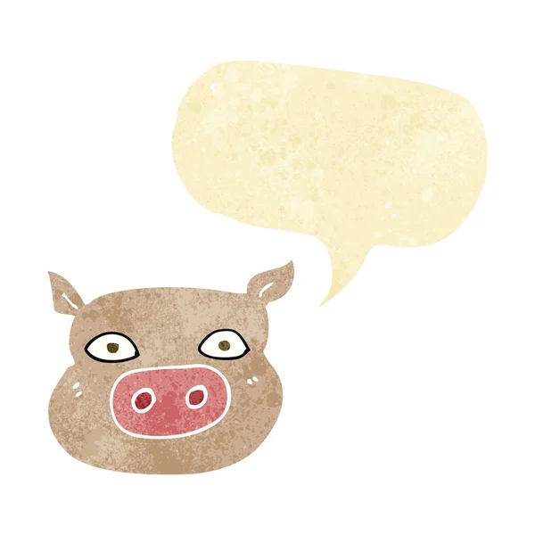 Cartoon pig face with speech bubble — Stock Vector