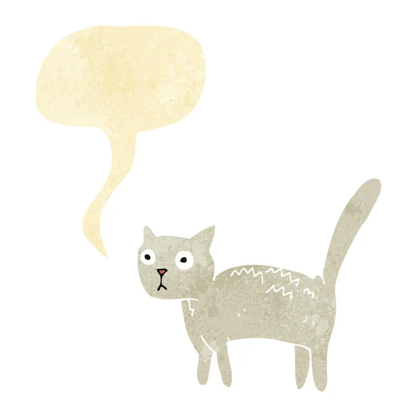Cartone animato spaventato gatto con bolla discorso — Vettoriale Stock