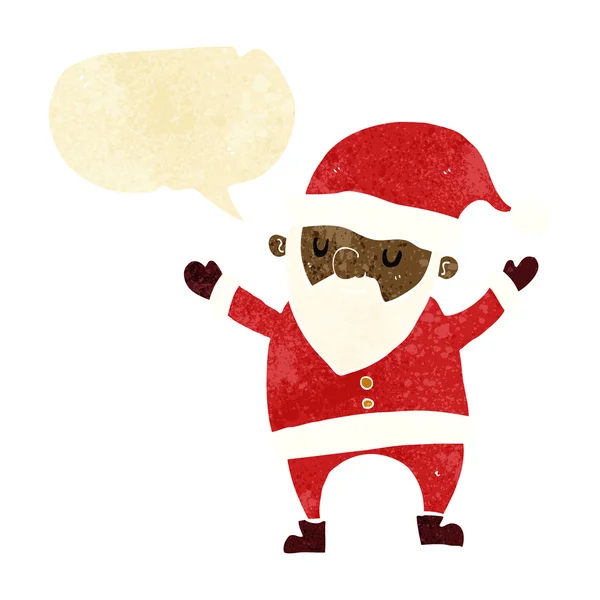 Cartoon dancing santa with speech bubble — Stock Vector