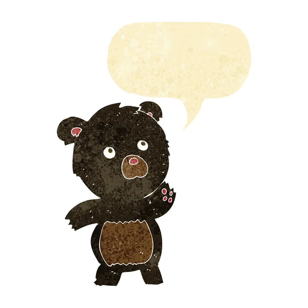 Desenho animado urso preto curioso com bolha de fala — Vetor de Stock