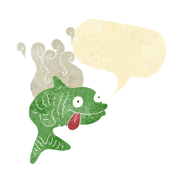 Cartoon stinkende vis met tekstballon — Stockvector
