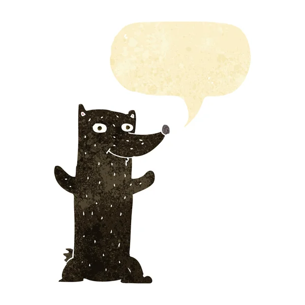 Cartoon black bear with speech bubble — Stock Vector