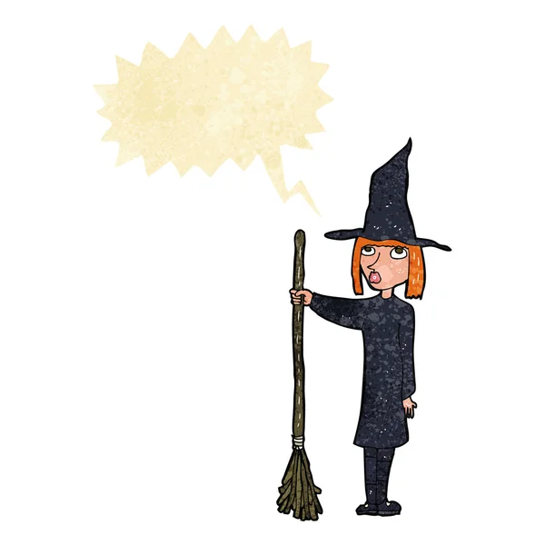 具有言语泡沫的卡通人物女巫 — 图库矢量图片