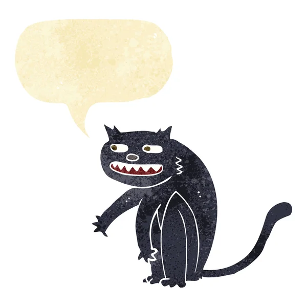 Kreslená černá kočka s balónem — Stockový vektor