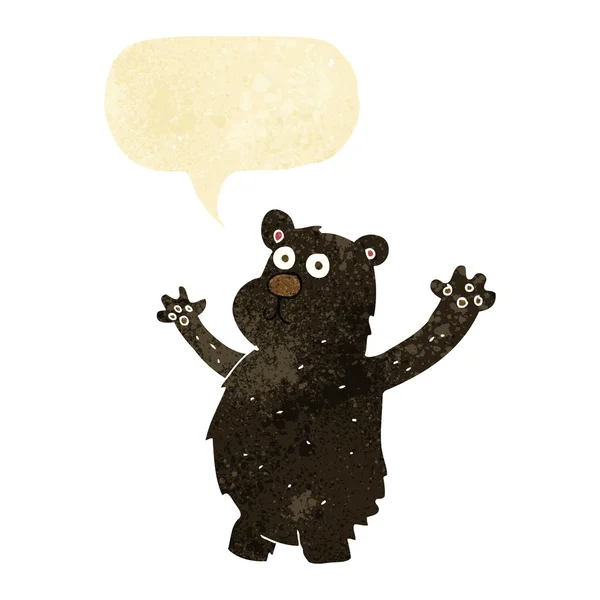 Cartoon funny black bear with speech bubble — Stock Vector