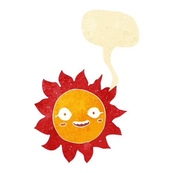 Desenho animado sol feliz com bolha de fala — Vetor de Stock