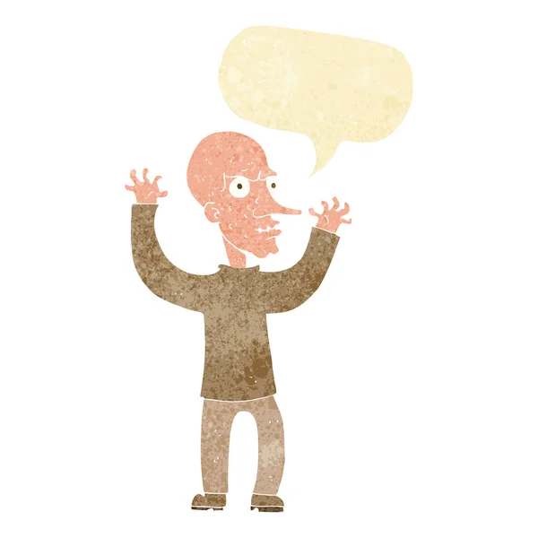 Cartoon mean man with speech bubble — Stock Vector