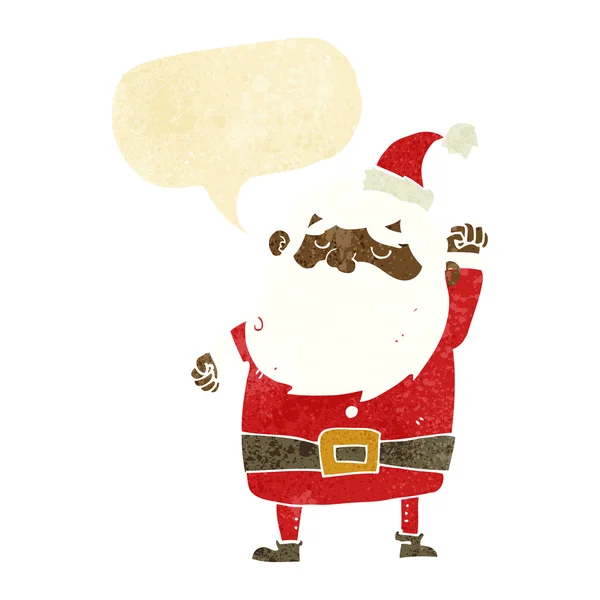 말 거품으로 공기를 때리는 만화 산타 클라우스 — 스톡 벡터