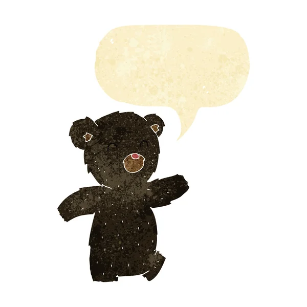 Urso preto dos desenhos animados com bolha de fala — Vetor de Stock