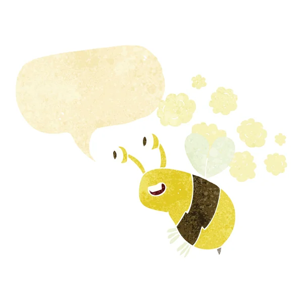 Καρτούν ευτυχισμένη μέλισσα με φούσκα ομιλία — Διανυσματικό Αρχείο