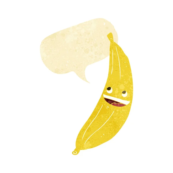 Kreskówka szczęśliwy banan z bańki mowy — Wektor stockowy