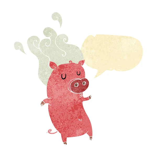 Smelly cartoon pig with speech bubble — Stock Vector