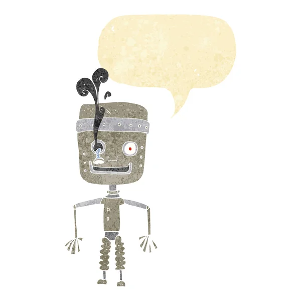 Robot di malfunzionamento del fumetto con bolla vocale — Vettoriale Stock
