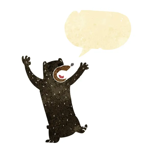 Tecknad svartbjörn med pratbubblan — Stock vektor